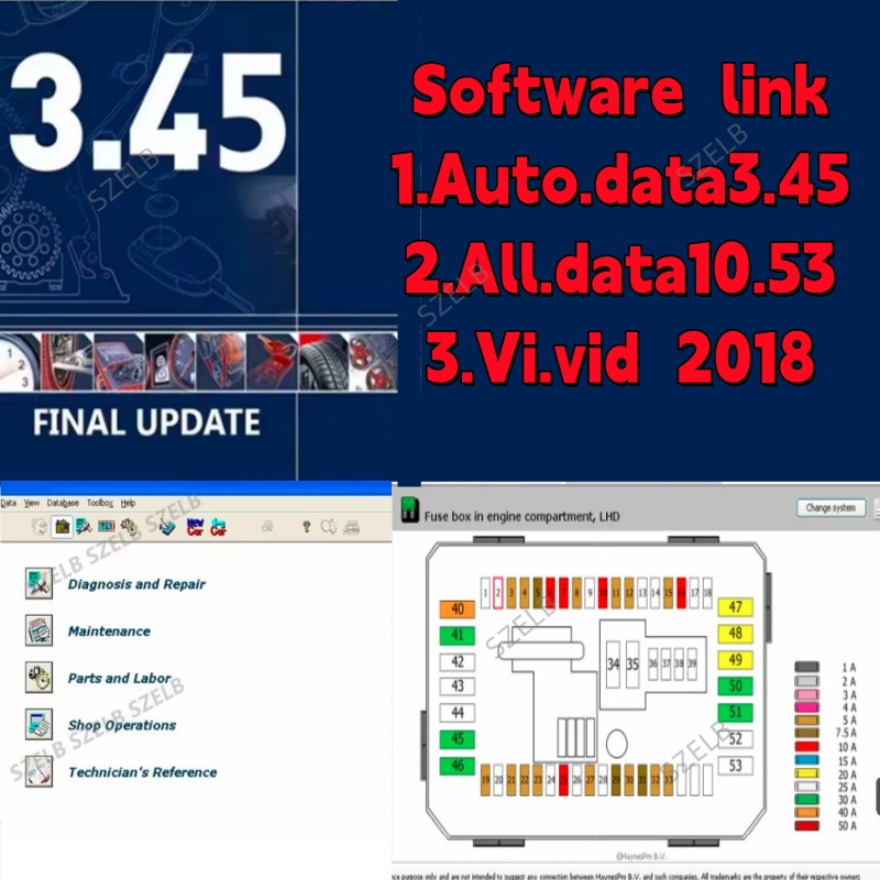 Auto Repair Shop Software - En yeni Autodata 3.45+alldata 10.53+vivid 2018（hay